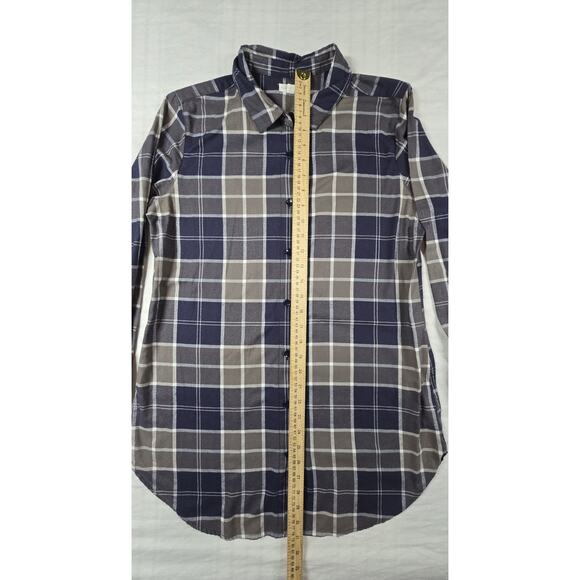 Garnet Hill Women's Organic Cotton Flannel Button Down Slim Fit Shirt Plaid 8 - Picture 5 of 8